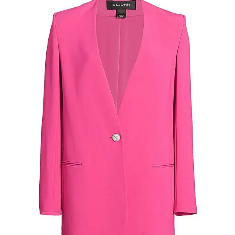 NWOT St. John Women's Heavy Cady Collarless Jacket Wild Berry Size 2